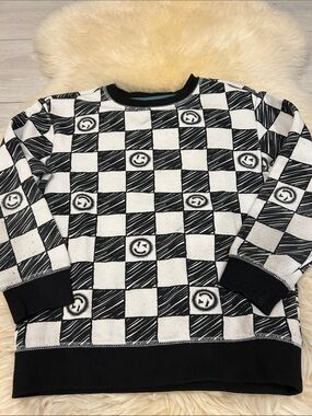 George Black & White Checkered Smiley Sweatshirt